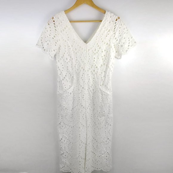 Vetiver Halcyon White Eyelet Wide Leg Jumpsuit Size XS - Picture 6 of 16